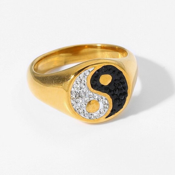 You Are My Ying Yang Rhinestone Ring Gold - Picture 5 of 6